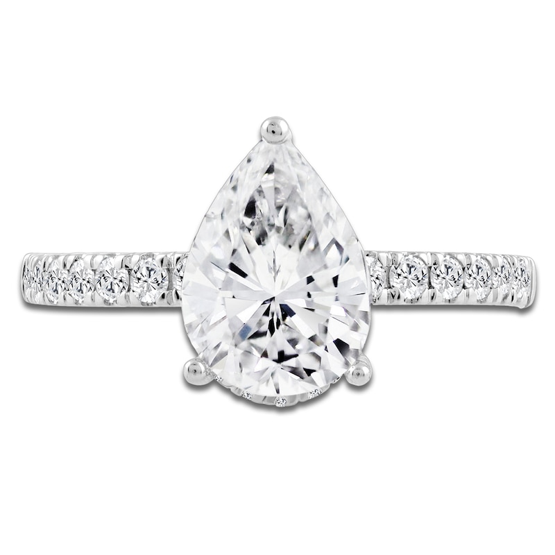 Main Image 3 of Pear-Shaped Lab-Grown Diamond Engagement Ring 2-1/2 ct tw 14K White Gold