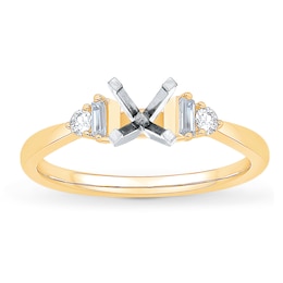 Certified Diamond Engagement Ring Setting 1/5 ct tw Round/Baguette 14K Yellow Gold
