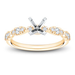 Certified Diamond Scalloped Shank Engagement Ring Setting 1/4 ct tw 14K Yellow Gold