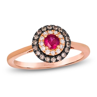 Le Vian Natural Ruby Halo Ring 1/5 ct tw Diamonds 14K Strawberry Gold