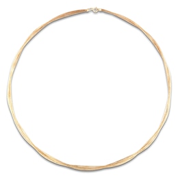 Italia D'Oro Double Omega Chain Necklace Solid 14K Yellow Gold 18"