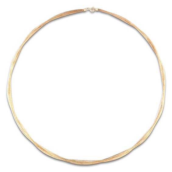 Italia D'Oro Double Omega Chain Necklace Solid 14K Yellow Gold 18"