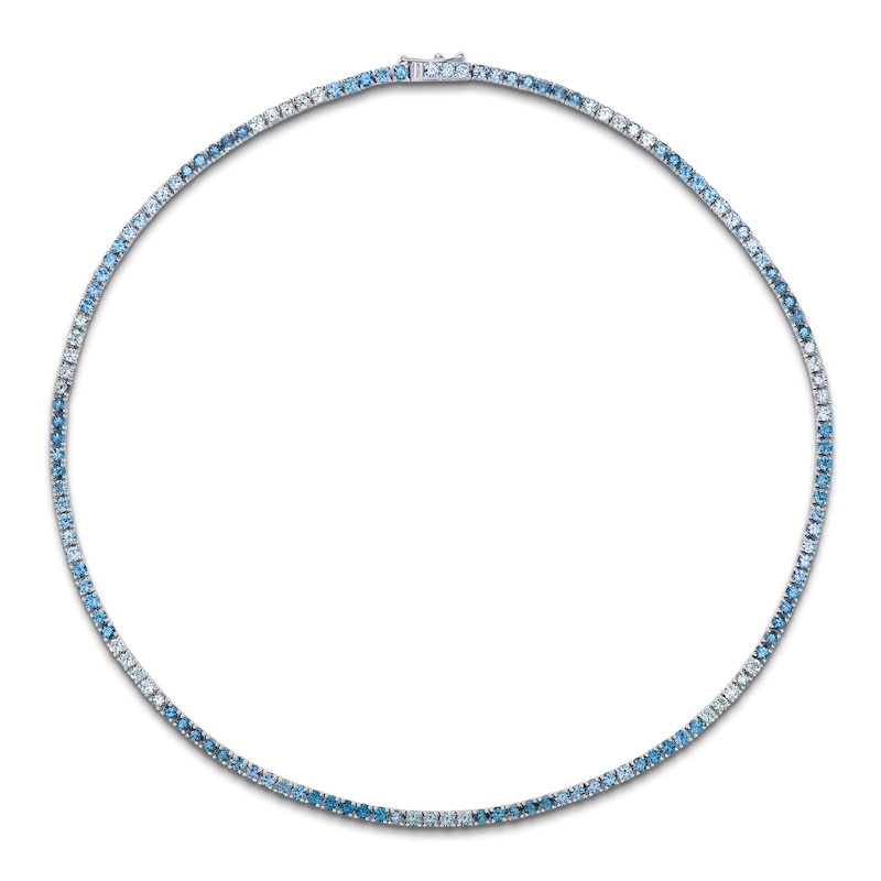 Main Image 1 of Le Vian Natural Montana Sapphire Ombré Tennis Necklace 14K Vanilla Gold 15"