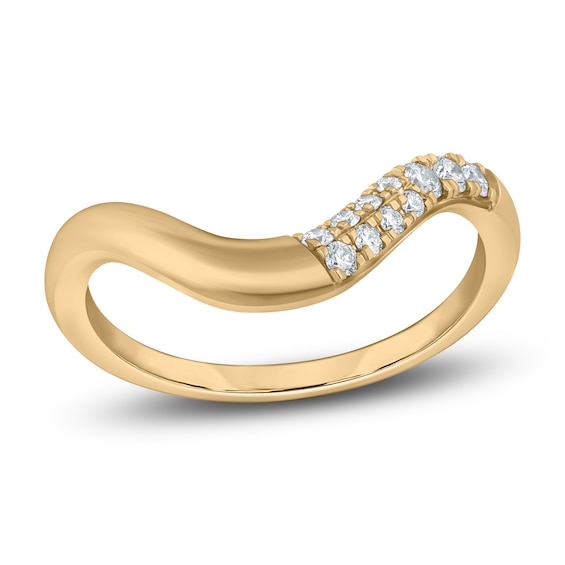 Chosen Certified Round-Cut Diamond Contoured Stackable Anniversary Ring 1/6 ct tw 14K Yellow Gold