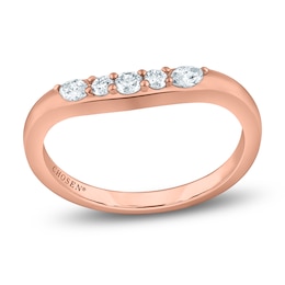 Chosen Certified Marquise & Round-Cut Diamond Stackable Anniversary Ring 1/5 ct tw 14K Rose Gold