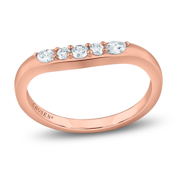 Chosen Certified Marquise & Round-Cut Diamond Stackable Anniversary Ring 1/5 ct tw 14K Rose Gold