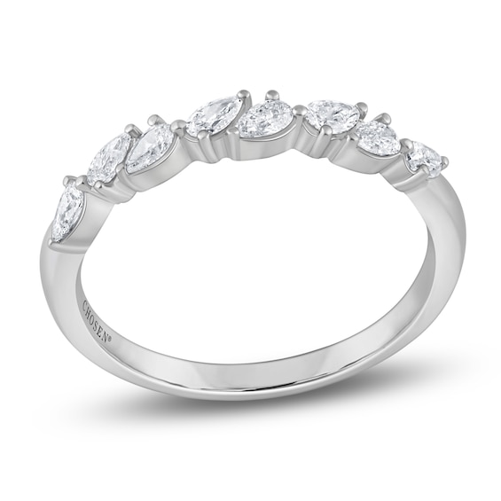 Chosen Certified Pear-Shaped Diamond Stackable Anniversary Ring 3/8 ct tw 14K White Gold
