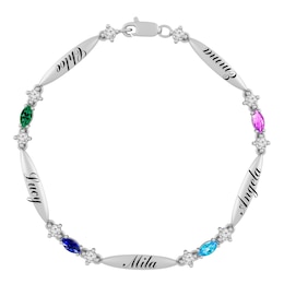 Birthstone Family & Mother's Bracelet (5 Stones and Lines)