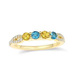 Birthstone and Sparkling Accent Stones Family Ring (2 - 4 Stones)