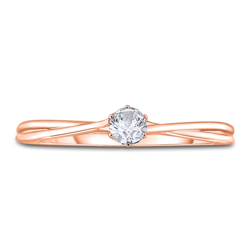 Main Image 3 of Diamond Solitaire Twist Engagement Ring 1/4 ct tw Round 14K Rose Gold (I2/I)