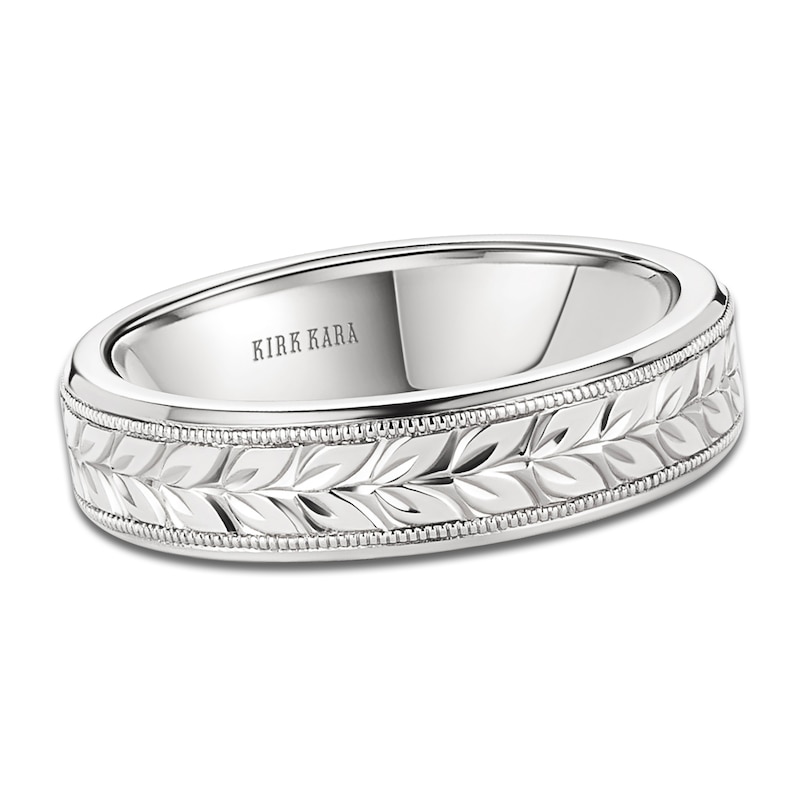 Main Image 1 of Kirk Kara Men's Floral Wedding Band 18K White Gold