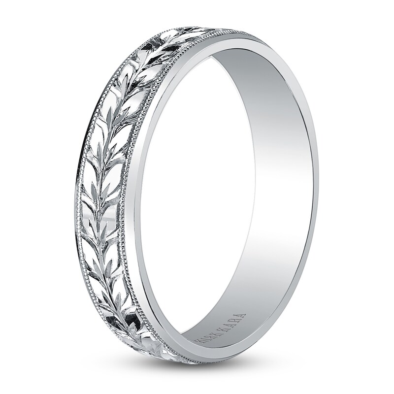 Main Image 2 of Kirk Kara Men's Floral Wedding Band 18K White Gold