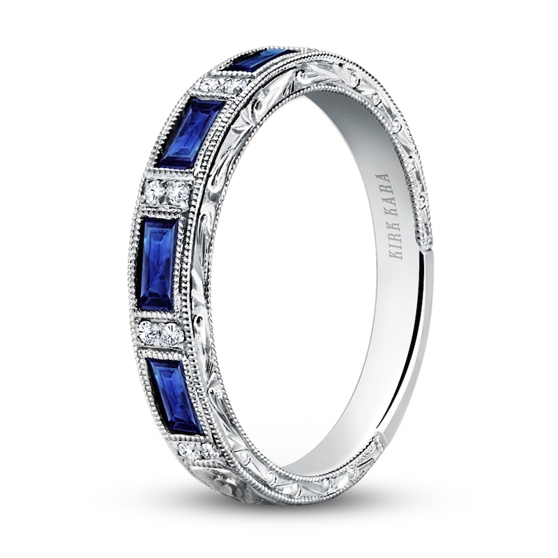 Main Image 2 of Kirk Kara Natural Blue Sapphire Anniversary Band 1/20 ct tw Diamonds 14K White Gold