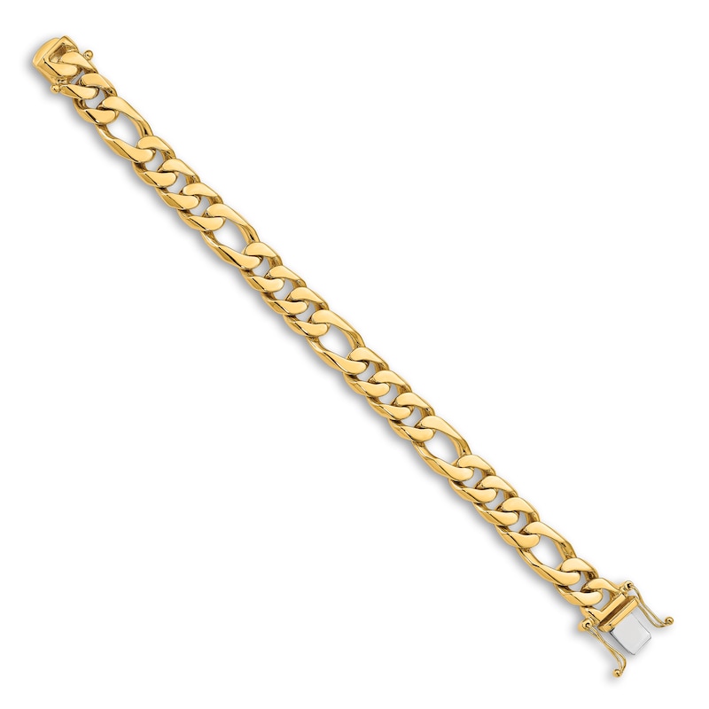 Main Image 2 of Men's Solid Figaro Chain Bracelet 14K Yellow Gold 10.0mm 8"