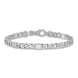Men's Solid Fancy Link Bracelet 14K White Gold 5.6mm 8"