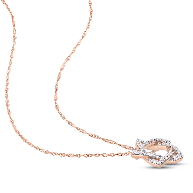 Main Image 2 of Diamond Star Necklace 1/5 ct tw Round 14K Rose Gold 17&quot;