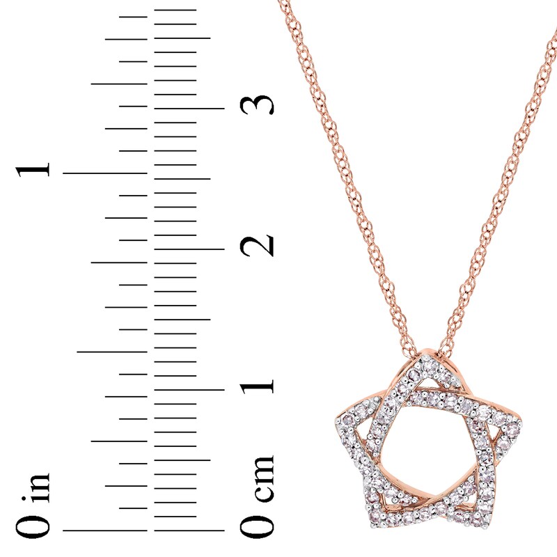 Main Image 3 of Diamond Star Necklace 1/5 ct tw Round 14K Rose Gold 17&quot;