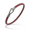 Marco Dal Maso Men's Red Leather Bracelet Sterling Silver 8"