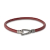 Marco Dal Maso Men's Red Leather Bracelet Sterling Silver 8"