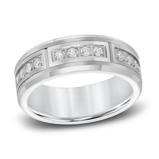 Diamond Wedding Band 3/8 ct tw Round White Tungsten Carbide