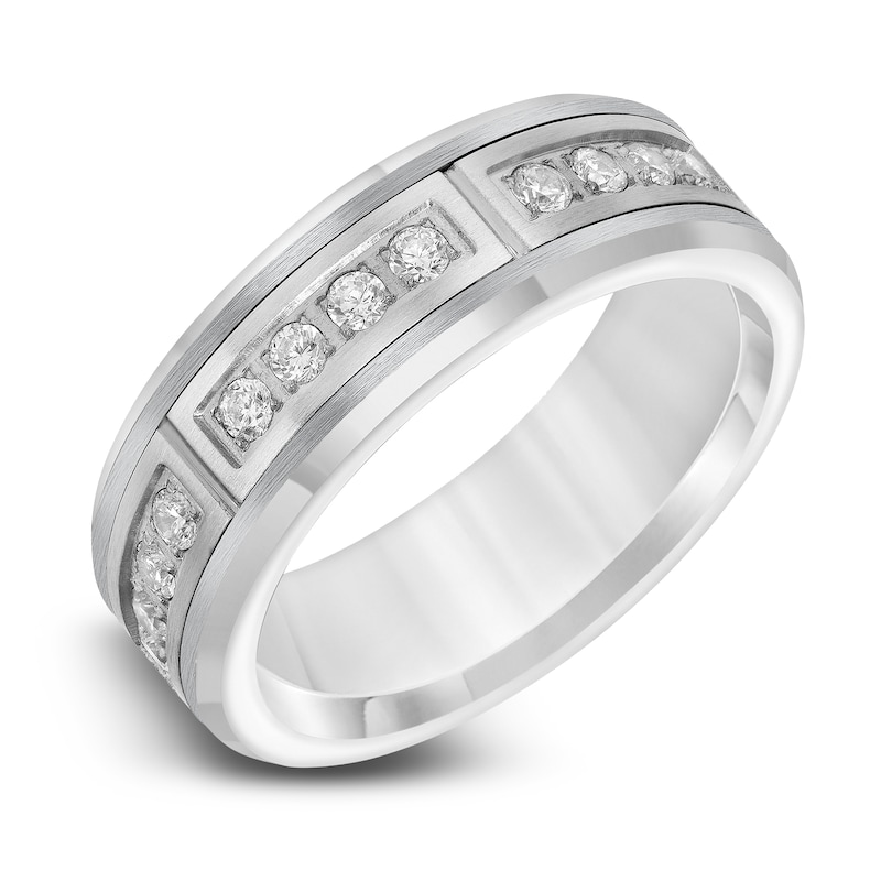 Main Image 2 of Diamond Wedding Band 3/8 ct tw Round White Tungsten