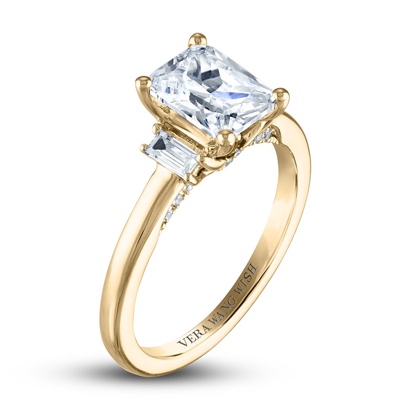 Main Image 2 of Vera Wang WISH Diamond 3-Stone Engagement Ring 2-1/5 ct tw Emerald/Baguette 18K Yellow Gold