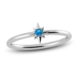 Juliette Maison Natural Blue Zircon Starburst Ring 10K White Gold