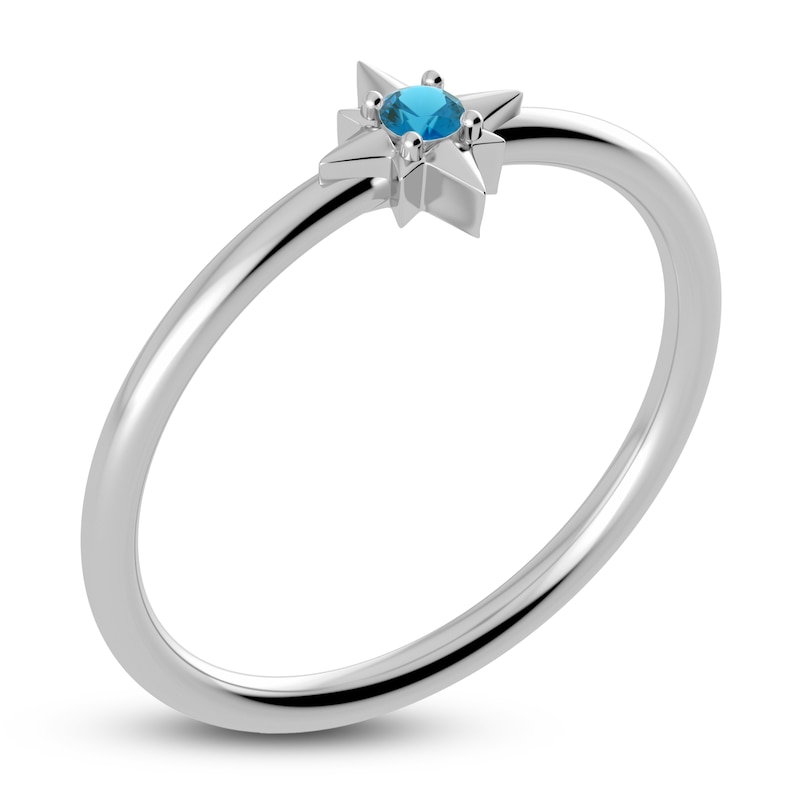 Main Image 2 of Juliette Maison Natural Blue Zircon Starburst Ring 10K White Gold