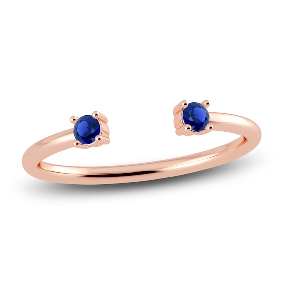 Juliette Maison Natural Blue Sapphire Cuff Ring 10K Rose Gold