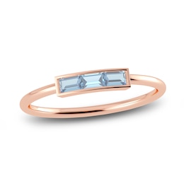 Juliette Maison Natural Aquamarine Baguette Bar Ring 10K Rose Gold
