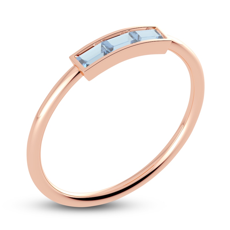 Main Image 2 of Juliette Maison Natural Aquamarine Baguette Bar Ring 10K Rose Gold