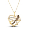 Le Vian Wrapped In Chocolate Diamond Heart Necklace 1/2 ct tw Round 14K Honey Gold 19"