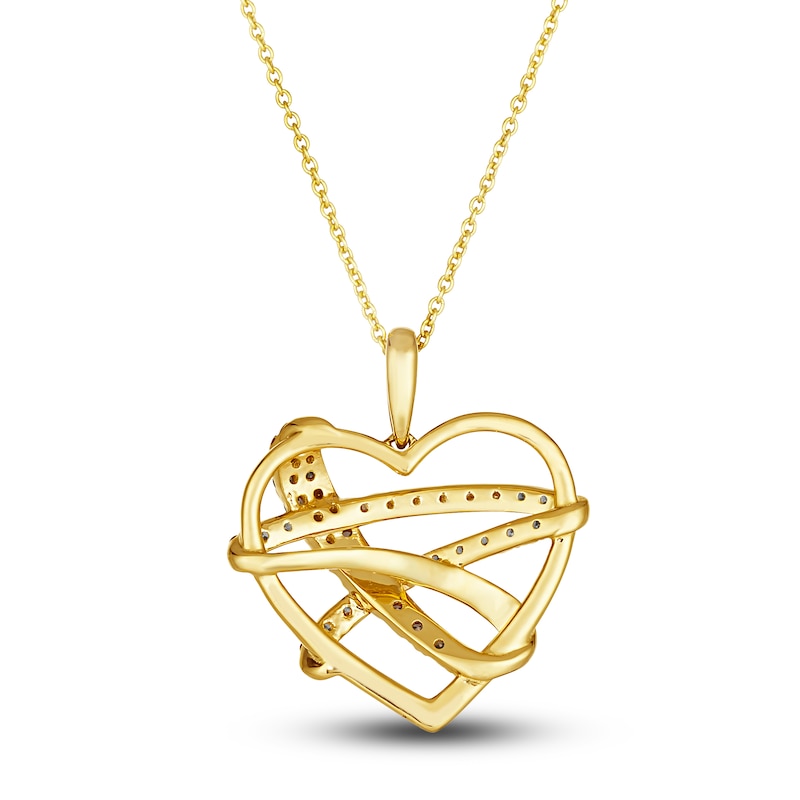 Main Image 3 of Le Vian Wrapped In Chocolate Diamond Heart Necklace 1/2 ct tw Round 14K Honey Gold 19"