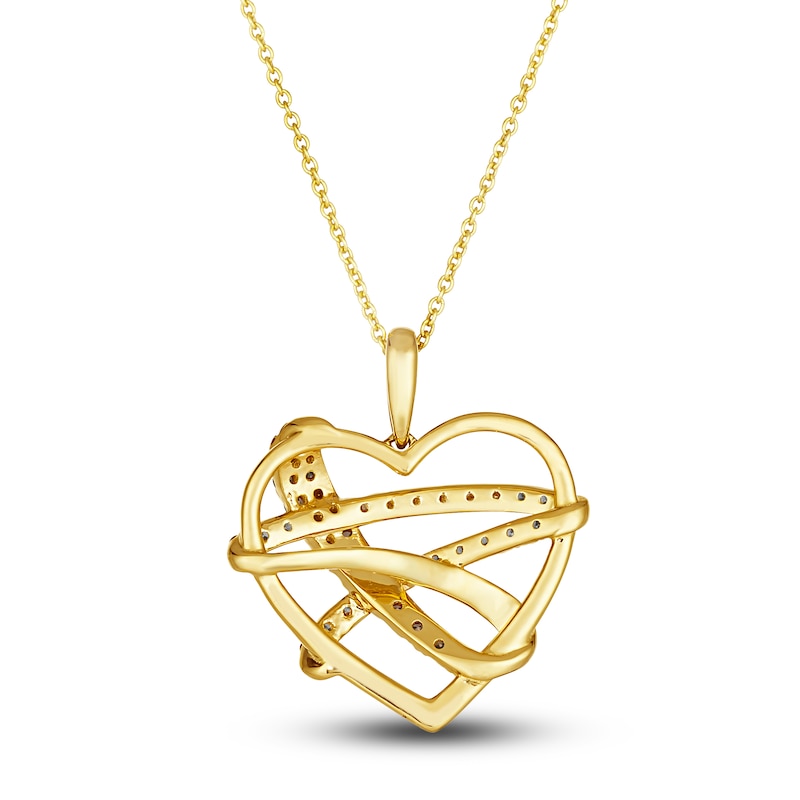 Le Vian Wrapped In Chocolate Diamond Heart Necklace 1/2 ct tw Round 14K Honey Gold 19"