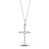 Thumbnail Image 0 of Shy Creation Diamond Cross Necklace 1/8 ct tw Round/Baguette 14K White Gold 18" SC55024396
