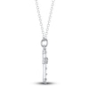Thumbnail Image 1 of Shy Creation Diamond Cross Necklace 1/8 ct tw Round/Baguette 14K White Gold 18" SC55024396