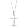Thumbnail Image 3 of Shy Creation Diamond Cross Necklace 1/8 ct tw Round/Baguette 14K White Gold 18" SC55024396