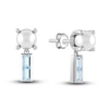 Thumbnail Image 1 of Juliette Maison Natural Aquamarine Baguette and Freshwater Cultured Pearl Earrings 10K White Gold