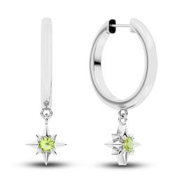 Juliette Maison Natural Peridot Starburst Drop Earrings 10K White Gold