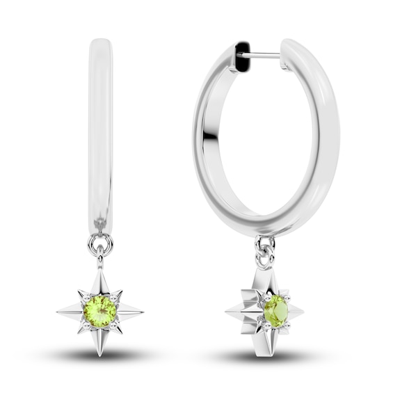 Juliette Maison Natural Peridot Starburst Drop Earrings 10K White Gold