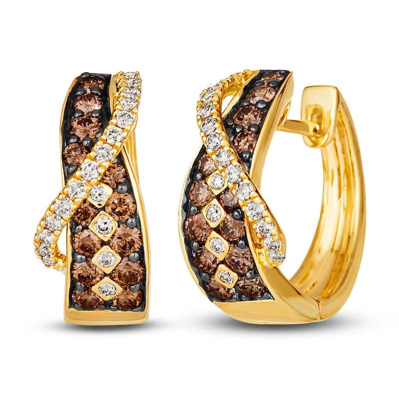 Le Vian Diamond Hoop Earrings 1 ct tw Round 14K Honey Gold