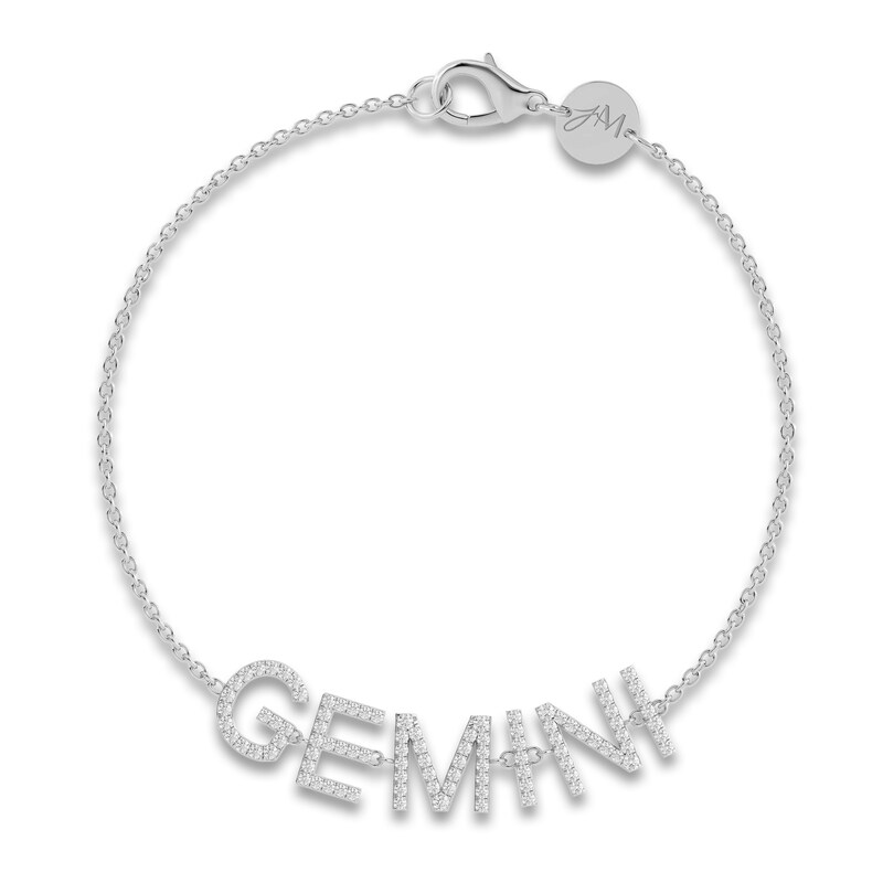 Juliette Maison Diamond Station Name Bracelet 7/8 ct tw Round 10K White Gold