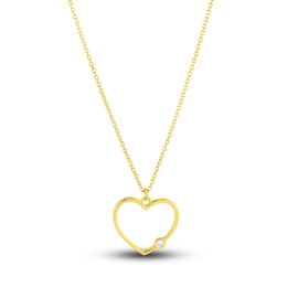 Diamond Heart  Necklace Diamond Accent 14K Yellow Gold 18"