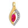 Natural Ruby Pendant Charm 1/20 ct tw Diamonds 14K Yellow Gold