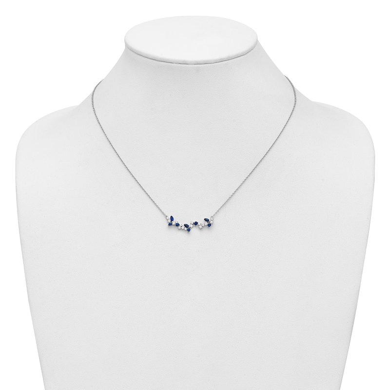 Main Image 3 of Natural Blue Sapphire Necklace 3/8 ct tw Diamonds 14K White Gold 18"
