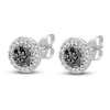 Thumbnail Image 2 of Black & White Diamond Cluster Earrings 1/3 ct tw Round 14K White Gold