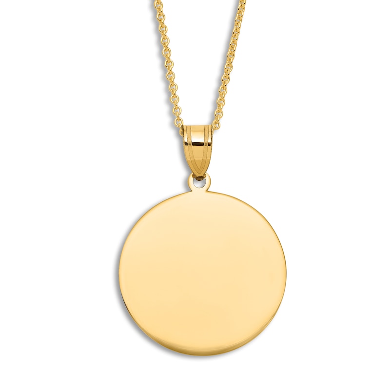 Engravable Circle Necklace 14K Yellow Gold 16" to 18" Adjustable
