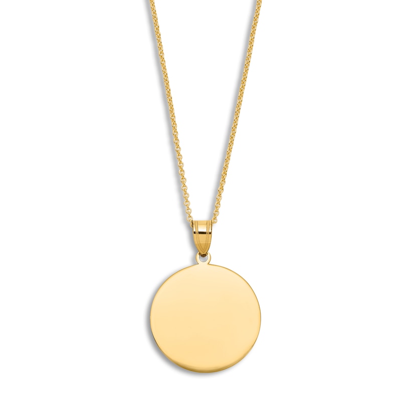 Engravable Circle Necklace 14K Yellow Gold 16" to 18" Adjustable