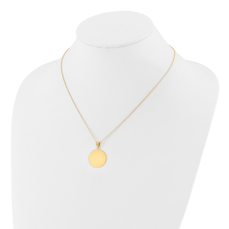 Engravable Circle Necklace 14K Yellow Gold 16" to 18" Adjustable