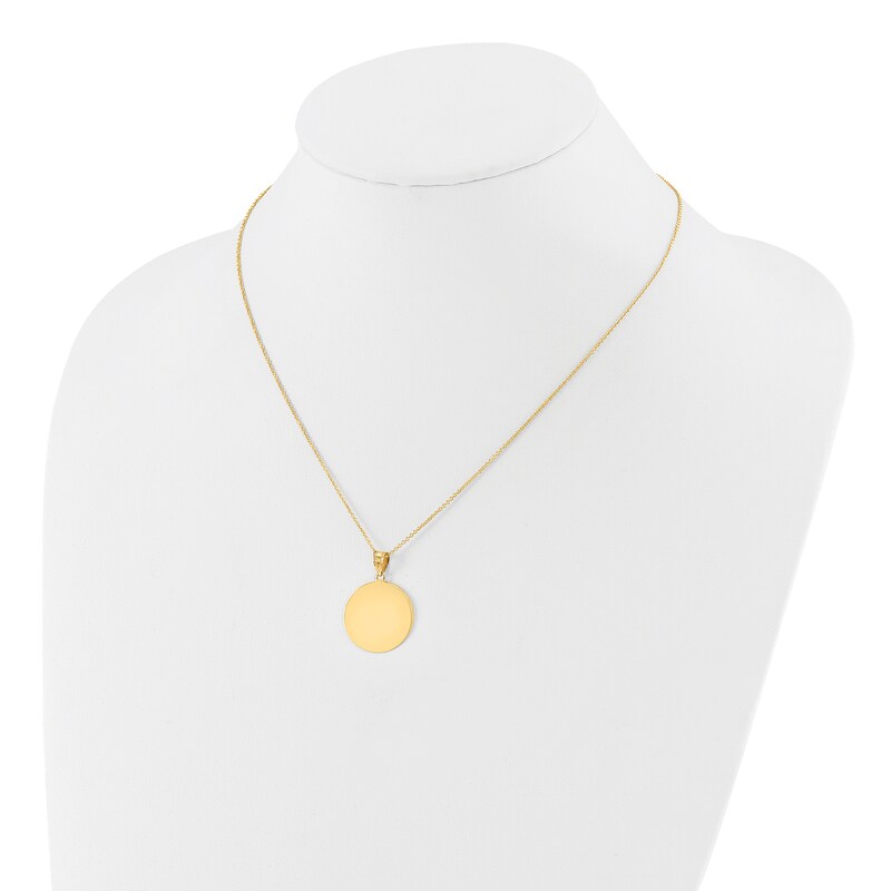 Engravable Circle Necklace 14K Yellow Gold 16" to 18" Adjustable